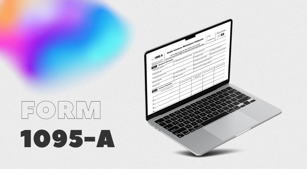 The fillable 1095-A form on the laptop for online filling